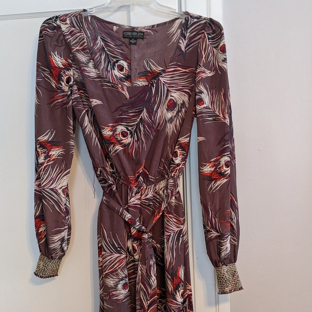 Feather print dress